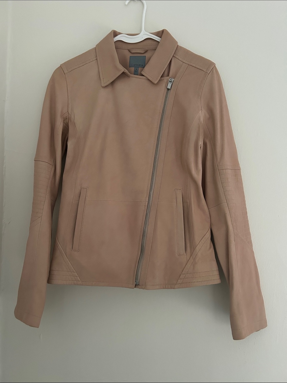 Athleta Salt Flap Leather Asymmetrical Zip Jacket